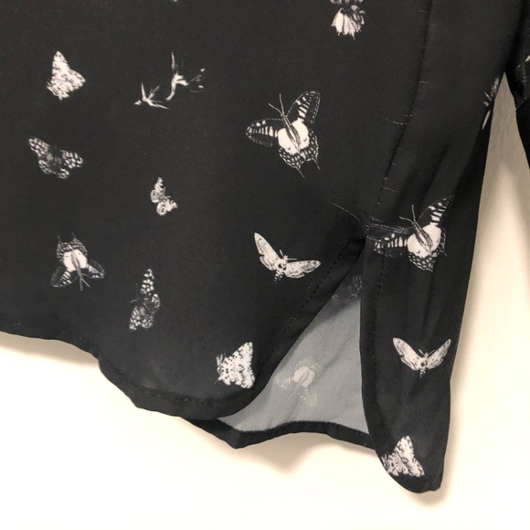 Drop sleeve black butterfly blouse “Contemporaine” - Picture 6 of 13